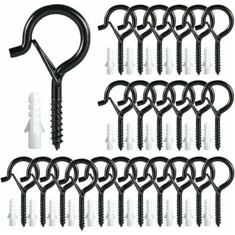 25 crochets à vis pour plafond et mur – Crochets robustes en acier inoxydable pour suspensions de lanternes, lampes à vent et paniers à plantes – Fixation sécurisée pour intérieur/extérieur
