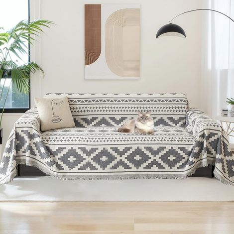 Housse de Canapé pour Canapé, Chenille Double Face,Chiens et Chats Animaux Antisalissure Antidérapante Friendly Fitted Couch Housse,180340cm,gris