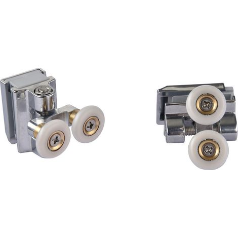 Roulements universels à double roue pour portes de douche en verre de 6 à 8 mm Ø20 mm Tecom HS090SU roulements (1/2)