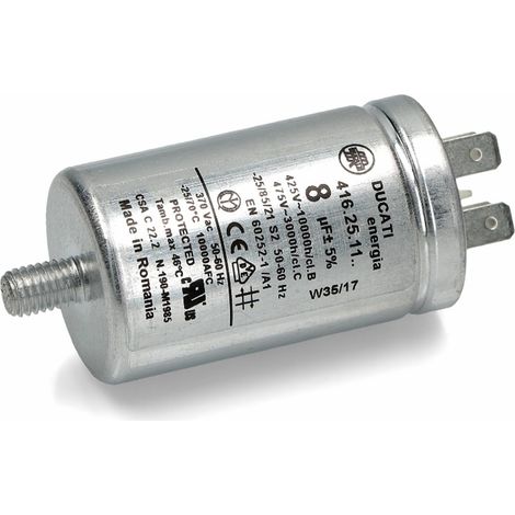 CONDENSATORE ASCIUGATRICE 8MF IN METALLO WHIRLPOOL BEKO ARISTON 475V DUCATI