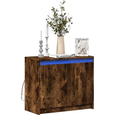 LED-Sideboard Räuchereiche 72x34x61 cm Holzwerkstoff