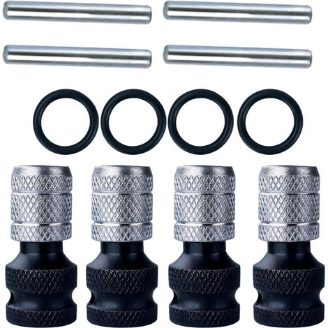 Adapter für elektrische Bohrmaschine – 5 x 1,8 x 1,8 cm Metall-Konvertierungswerkzeug, Schraubendreher-Aufsatz, 4-teiliges Schnellspann-Set, langlebiger Ratschenmechanismus, mit sicherem Bithalter A (1/5)
