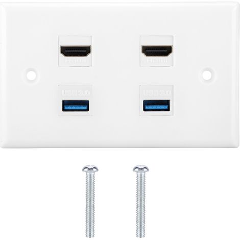 Plaque Murale HDMI 2 Ports avec USB 3.0 et Couverture Audio Vidéo pour HDTV (1/5)