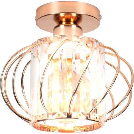 Plafonnier En Verre Lampe De Plafond En Cristal Lustre Moderne Or Rose Plafonnier Créatif E27 Pour Couloir Bureau Cuisine Balcon Salon