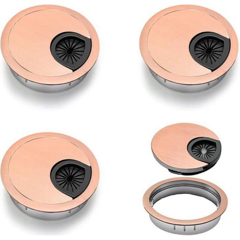 4 Pièces Passe-câble,Alliage de zinc,Ø47-50 mm,Finition cuivre rouge,Pour bureau (1/5)