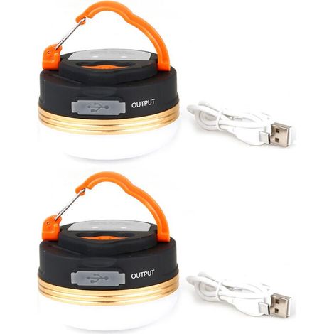 Green Mobility-Lanterne de Camping [2 Pack] lumières de Tente Rechargeable Batterie, Résistant à l'Eau, Base Magnétique, 3 Modes d'Éclairage avec Câble USB pour Camping,Travaux,Chasse,Tente, Pêche,Ran (1/5)