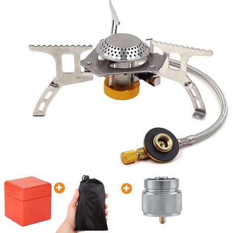 Réchaud à gaz de camping coupe-vent, puissant et pliable, pour pique-nique et randonnée. Cuisinière à gaz portable et pliable. (1/5)