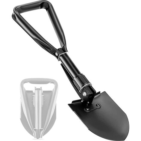 Pelle Pliable 46 cm en Acier au Carbone, Pelle de Camping Multifonction Légère et Compacte, Pelle de Survie Portable pour Randonnée, Bivouac, Voiture, Urgence, Jardin (1/5)