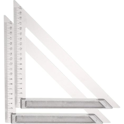 2Pcs Équerre De Charpentier 8" Alliage D'Aluminium Impériale Outil De Mesurage Et De Traçage Règle Triangulaire Métallique Rapporteur Pour Menuiserie Et Charpente (1/5)