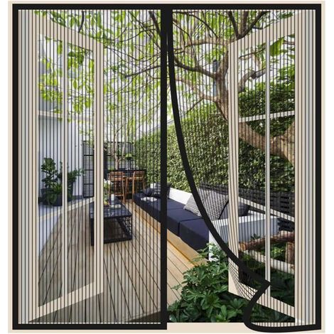 Moustiquaire fenêtre magnétique 120x130cm, rideau anti-insectes respirant en polyester, fermeture automatique aimantée, sans perçage (1/4)