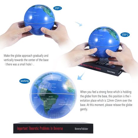 Globe terrestre magnétique flottant de 15 cm avec LED rotatives, idéal pour la décoration de salles de classe, d'études et de bureaux. (1/5)