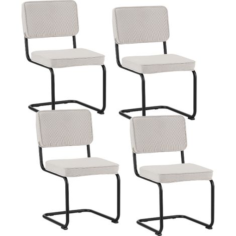 Set von 4 Esszimmerstühlen Remo Creme Cordstoff - Ohne Armlehnen