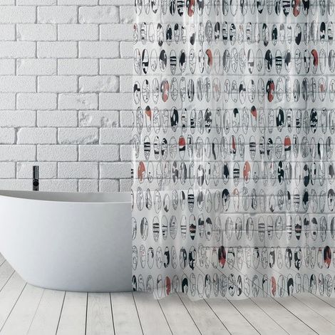 Cortina de ducha Poliéster DISEÑO GRÁFICO 180x180cm Multicolor - Anillas incluidas MSV (1/4)