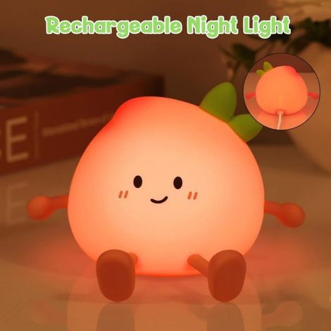 Veilleuse en silicone - - Rechargeable USB - 3 niveaux de luminosité - Minuterie 30 min - Rose bonbon - 10x9x9 cm (1/5)
