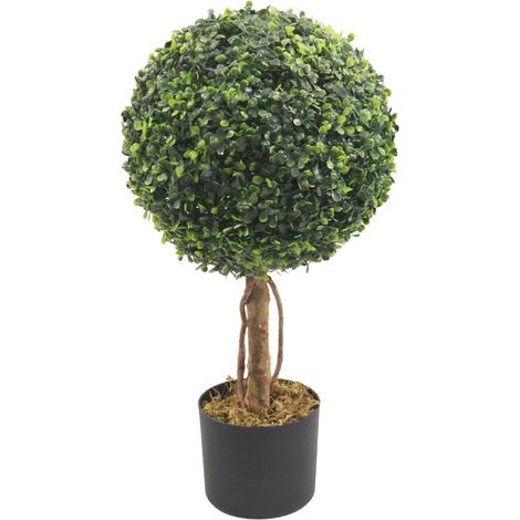 Pianta Artificiale Bosso Mobili Rebecca Nayem 60x33x33 PVC PE, Metallo, Cemento Verde Marrone