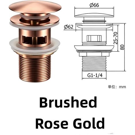 (Brushed RG With Hole)Bathroom Basin Sink Brass Pop Up Drain Waste Stoppers With or Without Overflow Hole Washbasin Bathroom Faucet Accessories (1/4)
