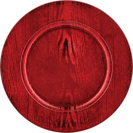 Assiette présentation ronde 33cm effet bois rouge - Feeric lights & christmas (1/2)