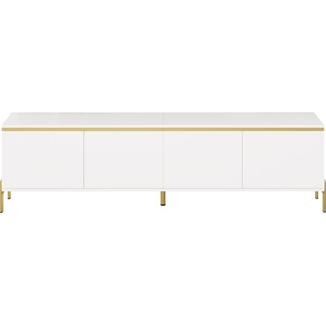 TV-Lowboard Weiß Hochglanz mit 4 Türen und Kabelmanagement, 170 x 38 x 50 cm (1/5)