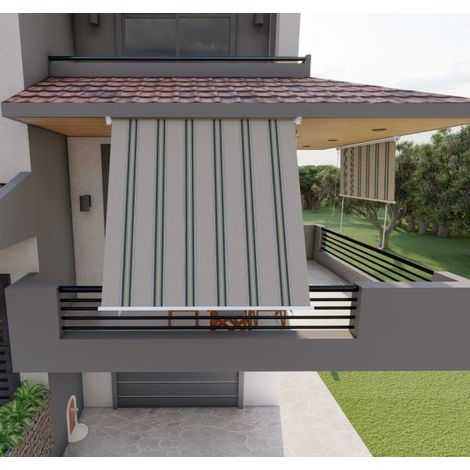 Tenda da sole a caduta con bracci per balcone terrazzo finestra 200cm Grigio Verde Golisa