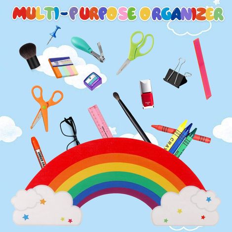 Stiftehalter für den Schreibtisch, erhältlich in Regenbogenfarben, multifunktionale Aufbewahrung, Organizer für Künstlerbedarf, aus ungiftigem Naturholz, geeignet für den Gebrauch zu Hause und im Büro