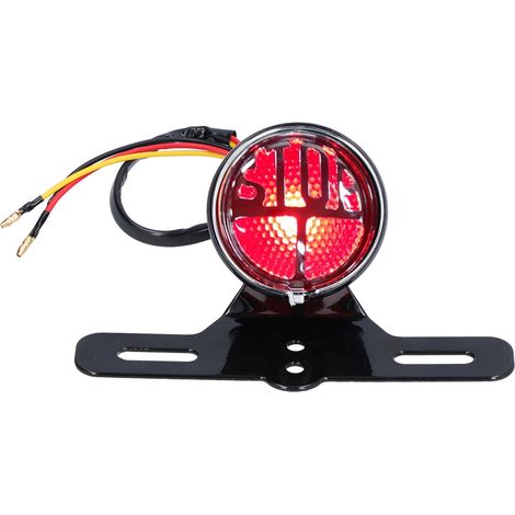 Feu arrière moto style rétro, feu stop universel 12V DC avec support de plaque, modification pour Honda (1/5)