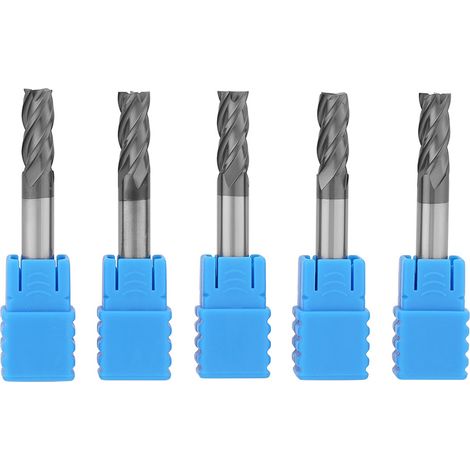 5 vierschneidige Hartmetall-Schaftfräser für CNC-Fräsen, 6 mm Durchmesser x 50 mm Länge
