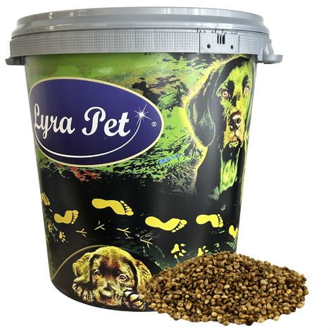 10 kg de graines de chanvre Lyra Pet® dans un tonneau de 30 L
