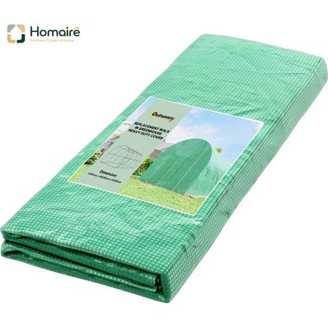 HOMAIRE Gewächshausfolie 4x2m Polyethylen Grün wasserdicht mit Tür 8 Fenstern UV Schutz Reißfest