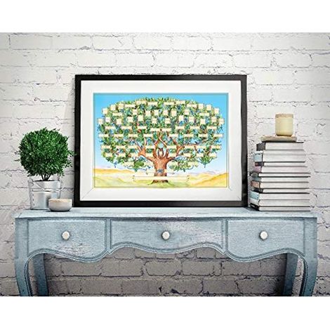 Arbre Généalogique sur Toile 6 Générations Diagramme Ancestral Personnalisable Cadre Décor Murale DIY Cadeau Familiale 60x40cm Canvas (1/5)