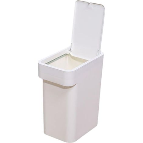 Poubelle Cuisine à Poussoir Ronde en Pp Couvercle Blanc, Résistante aux Chocs, Rangement la Maison Salle de Bain (1/5)