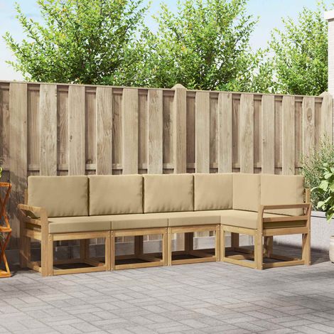 Teenpull – Outdoor-Sofagarnitur 5 Stk. Weiß und Beige (1/5)
