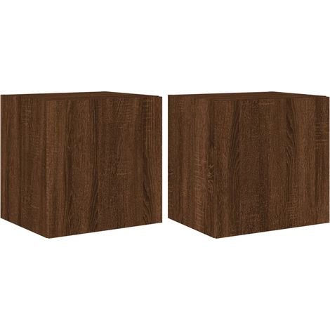 Mobile TV da parete scaffale multimediale credenza TV sala da pranzo soggiorno camera da letto luci LED 2 pezzi rovere 40,5 x 35 x 40 cm marrone 020029162