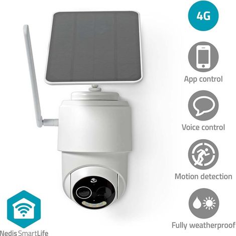Nedis SIMCBO50WT Cámara exterior 4G solar blanca