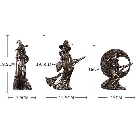 Estatua de bruja de resina para decoración [Resina moldeada] para protección y bienestar – Escultura de bronce dorado “Guardián” – Dimensiones: 15 cm – Color: Bronce dorado (1/5)