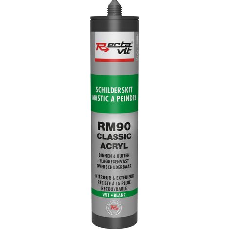 RM 90 mastic à peindre classic acryl - Mastic acrylique professionnel - Rectavit - Cartouche de 310 ml Blanc (1/3)