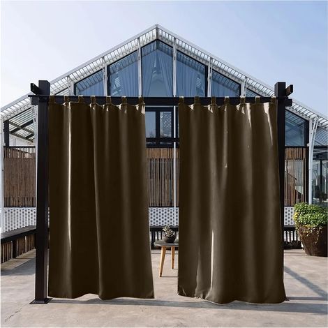 Rideaux d'extérieur Imperméables - Rideau Pergola Extérieur pour Terrasse, Balcon & Jardin, UV Résistant Protection Solaire et Protection de la Vie privée (Marron, 1 PC / 132 X 213 CM) (1/5)