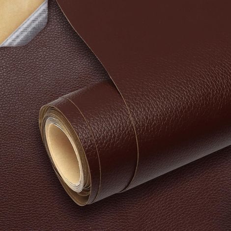 Toppa di riparazione in pelle, 50 cm x 140 cm, toppa autoadesiva per riparazione pelle, colla effetto pelle per divani, sedie, giacche, lavori artigianali (marrone scuro) (1/5)