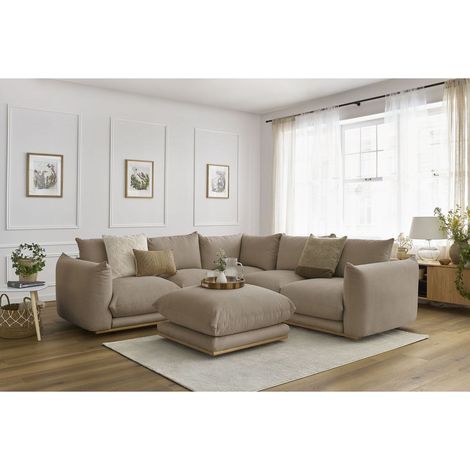 BOBOCHIC - Canapé d'angle réversible ERNEST avec pouf Réversible Taupe (1/5)