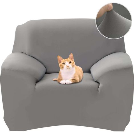 Sofabezug für 1-Sitzer, elastisch, rutschfest, 90–140 cm, grau
