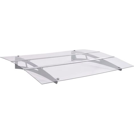 Türvordach Silbern und Transparent 150x90 cm PET (1/5)
