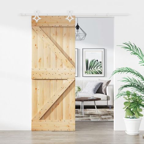 Puerta corredera con herrajes madera maciza de pino 85x210 cm vidaXL (1/5)