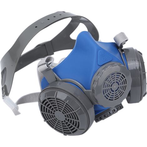 Halbgesichtsmaske, staubdicht, Anti-Aging, antiallergisch, doppellagig aus grau-blauem Silikon (1/5)