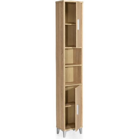Etagère de salle de bain Gala 8901 TOPKIT avec portes et étagères Colonne de salle de bain Dimensions : 192x33x23 cm Chêne (1/4)