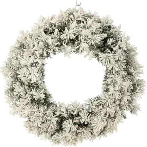Couronne de Noël Led "Enneigée" 63cm Vert & Blanc (1/3)