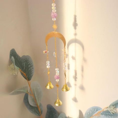 Carillon en cristal - - Attrape soleil étoile lune - Blanc - 450mm (1/4)
