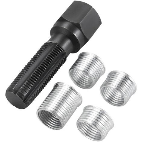 QORVA-Ensemble de 5 Outils de réparation de Filetage de Bougies d'allumage M14 x 1,25, Rethreading Bougie, Kit de refiletage de Culasse 4 Inserts (1/5)