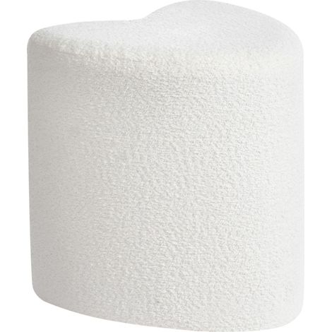 Pouf poggiapiedi imbottito a forma di cuore Pouf ottomano in ciniglia bianco sporco Scotia