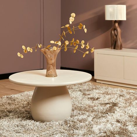 Table basse ronde en bois sable pied boule ALMA (1/5)