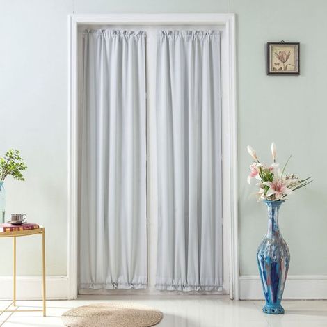 Tenda oscurante termoisolante per porta in stile francese, colore platino, 64x183 cm (1/5)