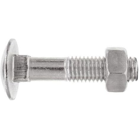 10 Vis tête ronde collet carré - écrou héxagonal - zinguées - M10 x 50 mm (1/2)